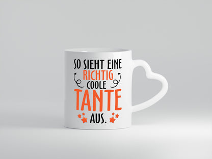 Coole Tante - Herzhenkel Tasse - Kaffeetasse / Geschenk / Familie