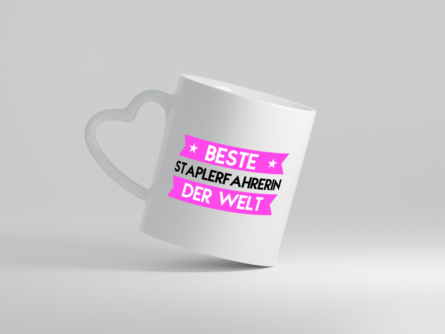 Beste Staplerfahrerin | Gabelstapler - Herzhenkel Tasse - Kaffeetasse / Geschenk / Familie