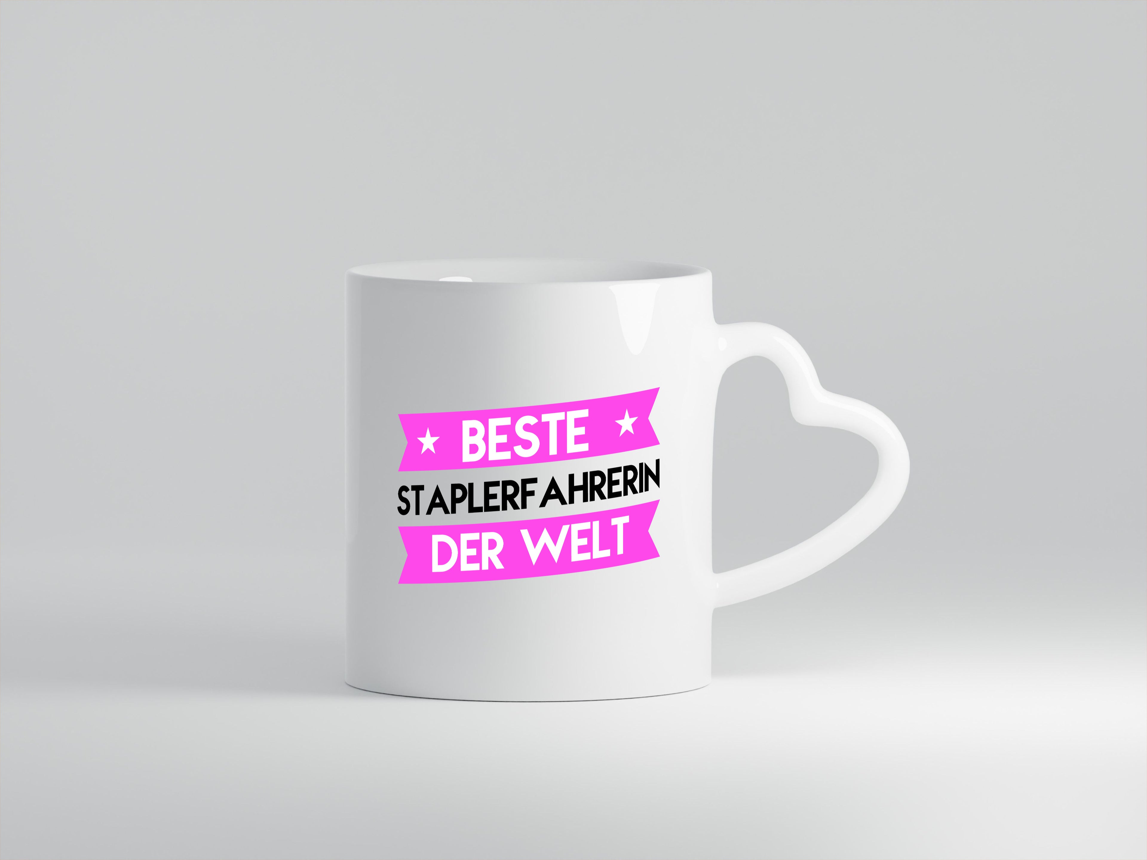 Beste Staplerfahrerin | Gabelstapler - Herzhenkel Tasse - Kaffeetasse / Geschenk / Familie