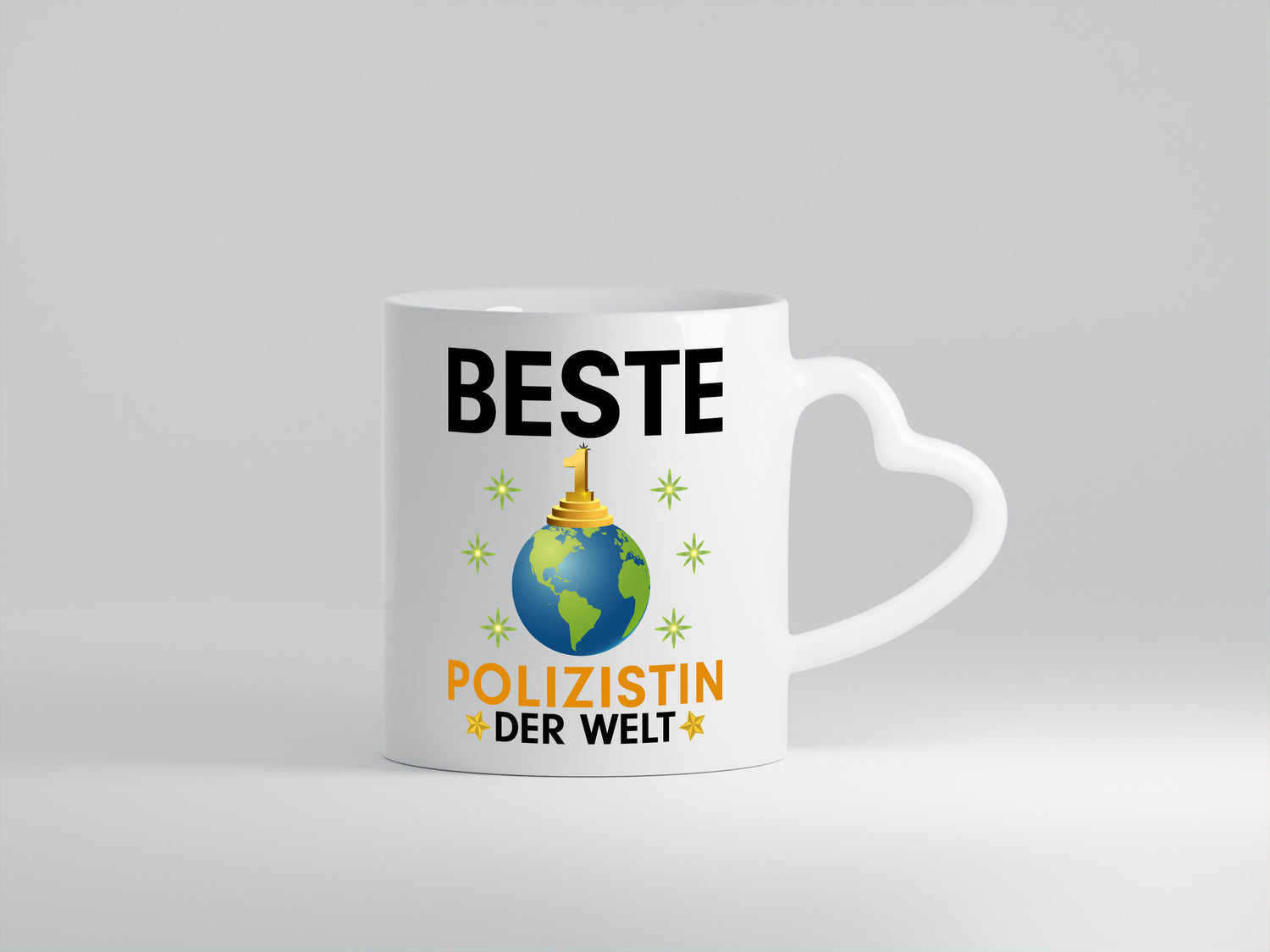 Welt Beste Polizistin | Beruf Polizei - Herzhenkel Tasse - Kaffeetasse / Geschenk / Familie