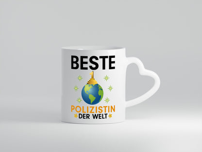 Welt Beste Polizistin | Beruf Polizei - Herzhenkel Tasse - Kaffeetasse / Geschenk / Familie