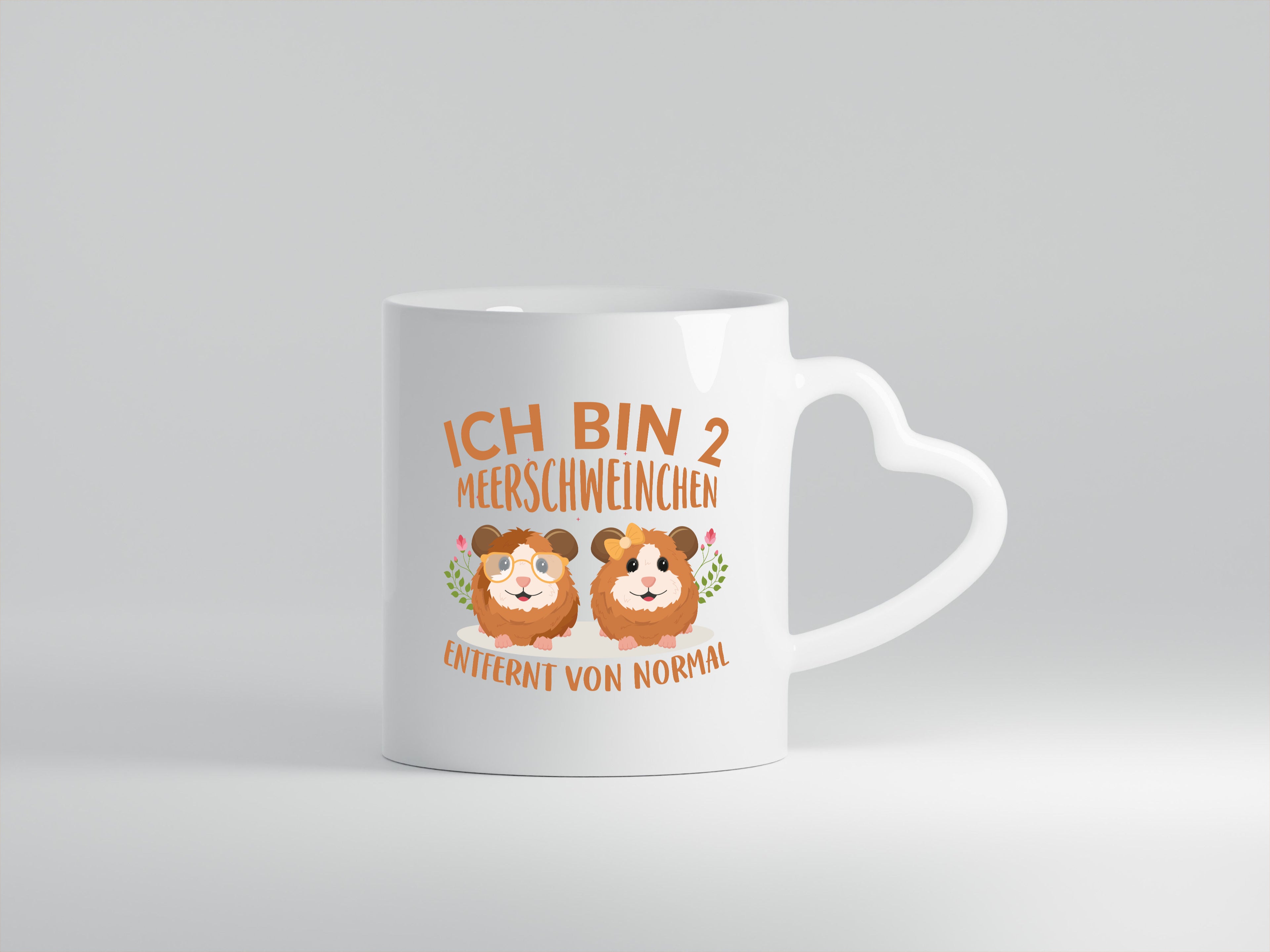 Zwei Meerschweinchen | Tierfreund Tasse | Tier Liebe - Herzhenkel Tasse - Kaffeetasse / Geschenk / Familie