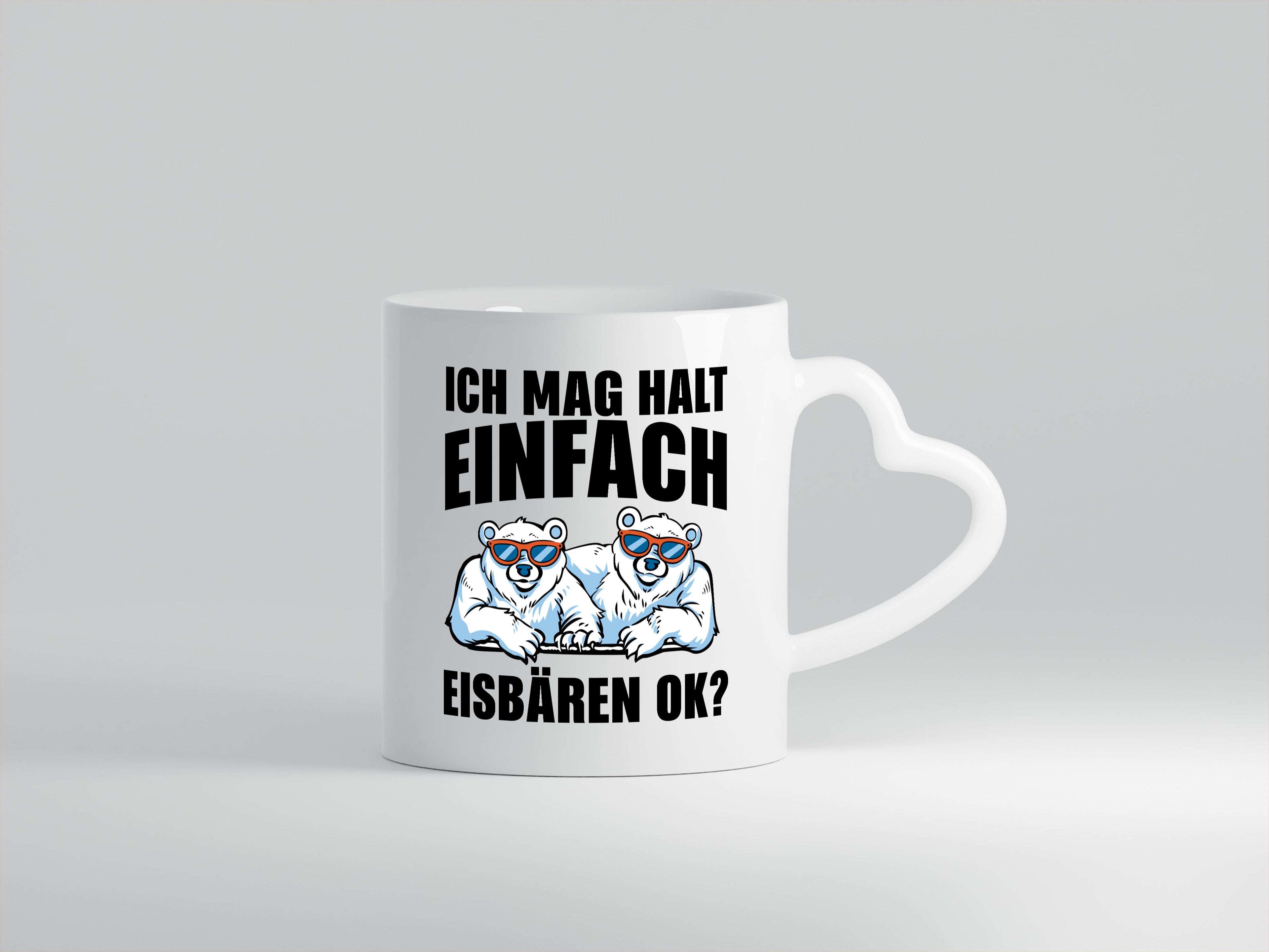 Ich mag Eisbären - Herzhenkel Tasse - Kaffeetasse / Geschenk / Familie