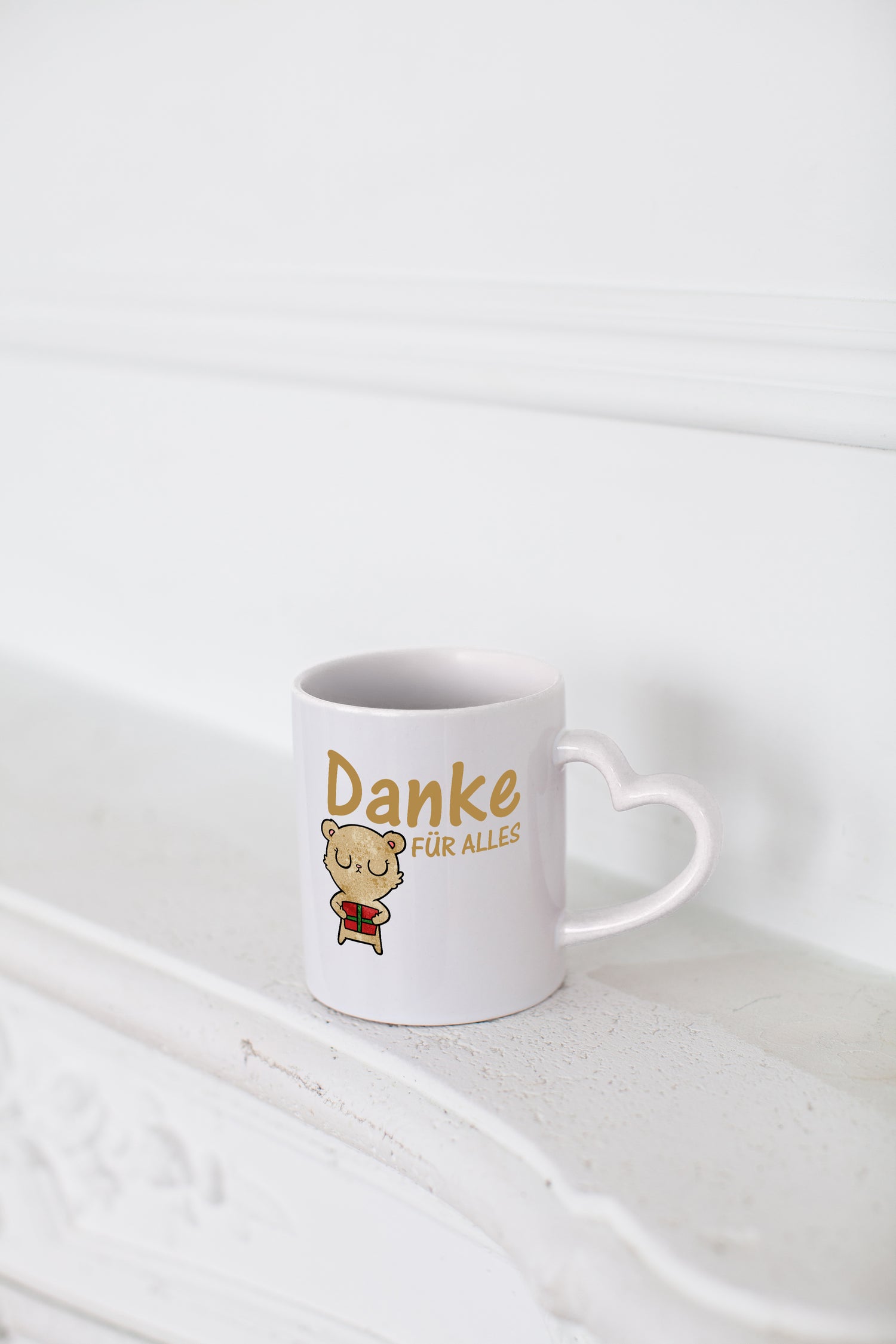 Danke für Alles | Dankeschön Spruch | Bär | Mitbringsel - Herzhenkel Tasse - Kaffeetasse / Geschenk / Familie