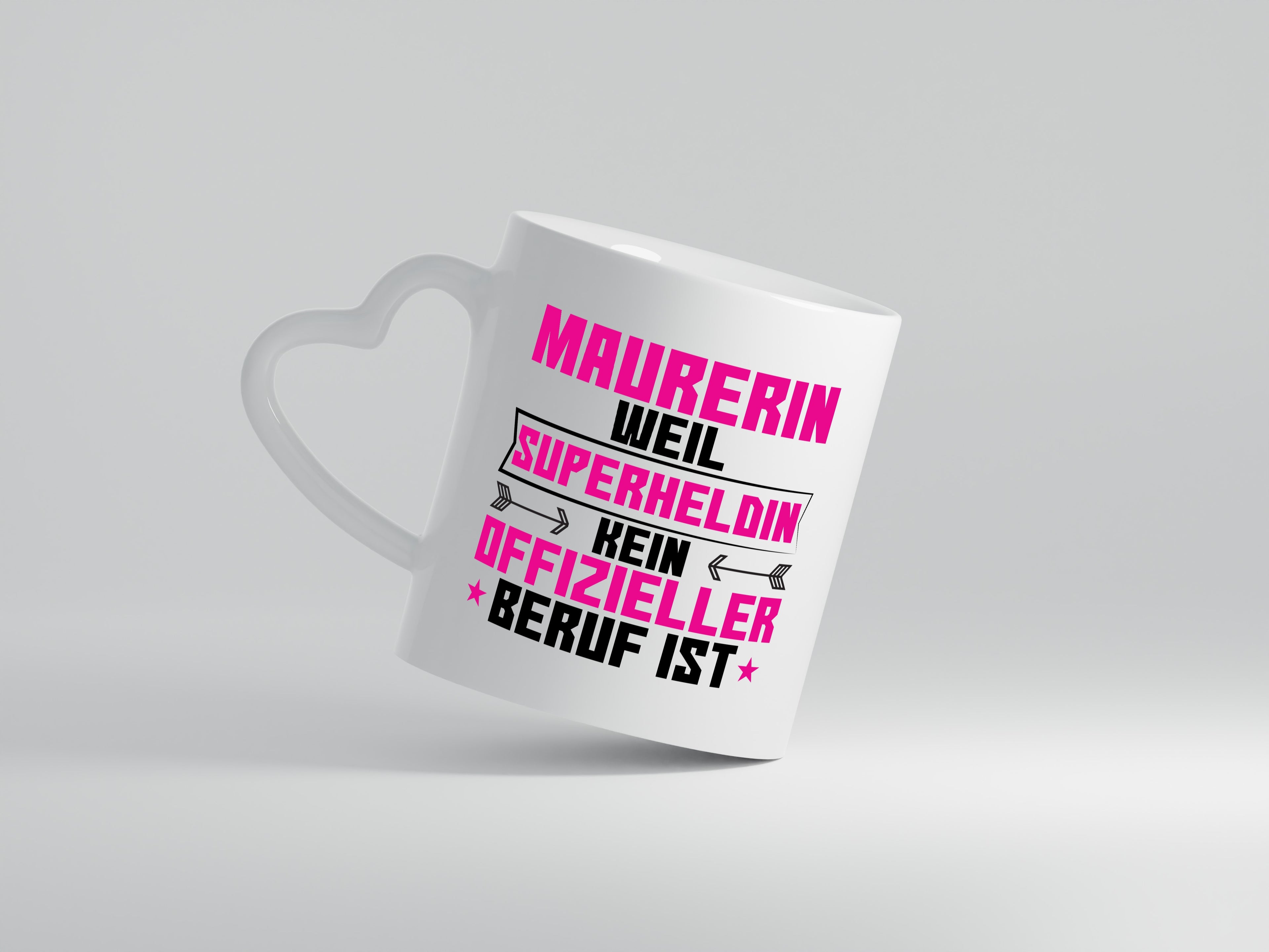 Superheldin Maurerin - Herzhenkel Tasse - Kaffeetasse / Geschenk / Familie