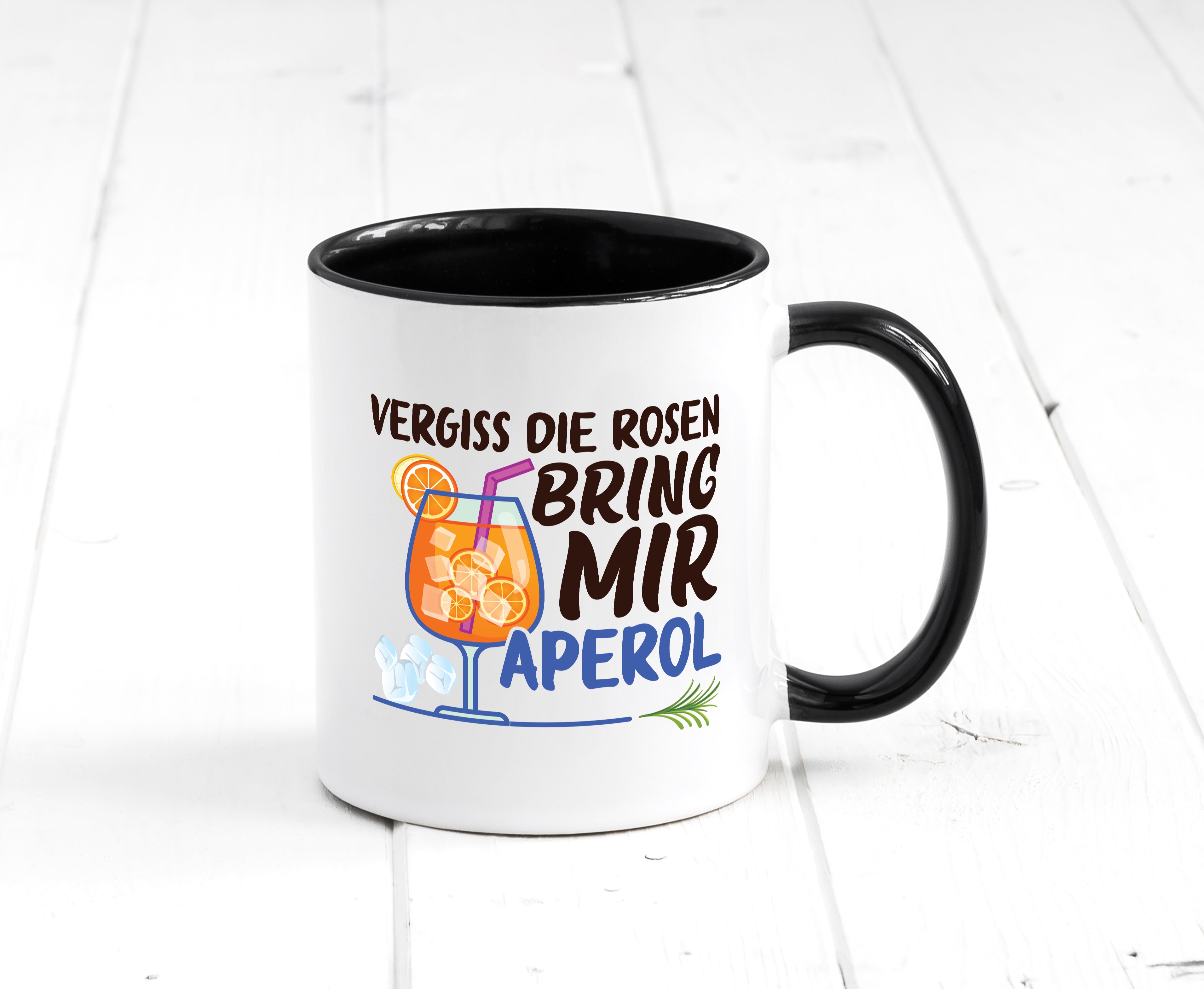 Bring mir Aperol | Rosen | Paar | Party Tasse Weiß - Schwarz - Kaffeetasse / Geschenk / Familie