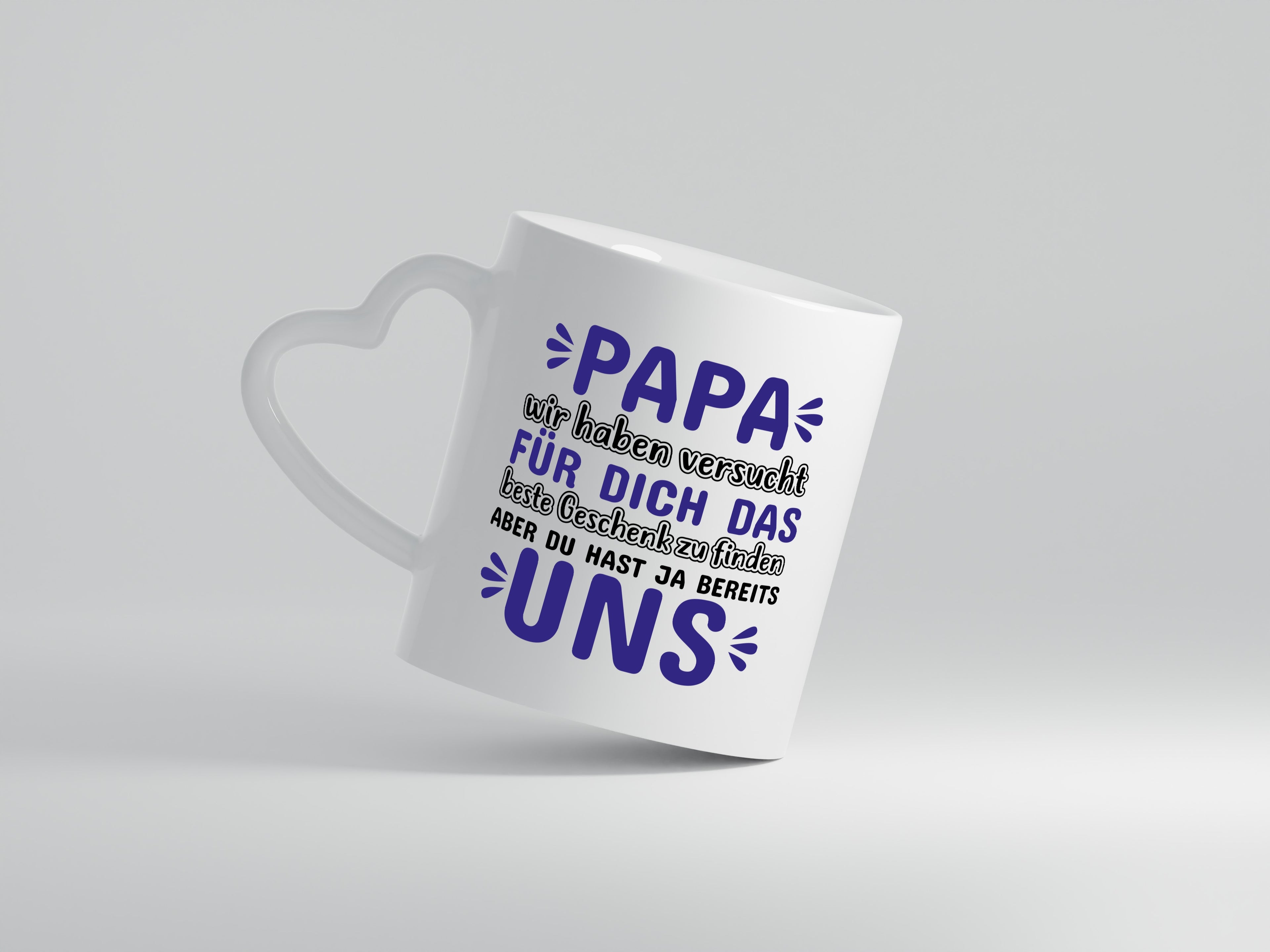 Papa Tasse | Spruch Vater | Kinder Humor | Vatertag - Herzhenkel Tasse - Kaffeetasse / Geschenk / Familie