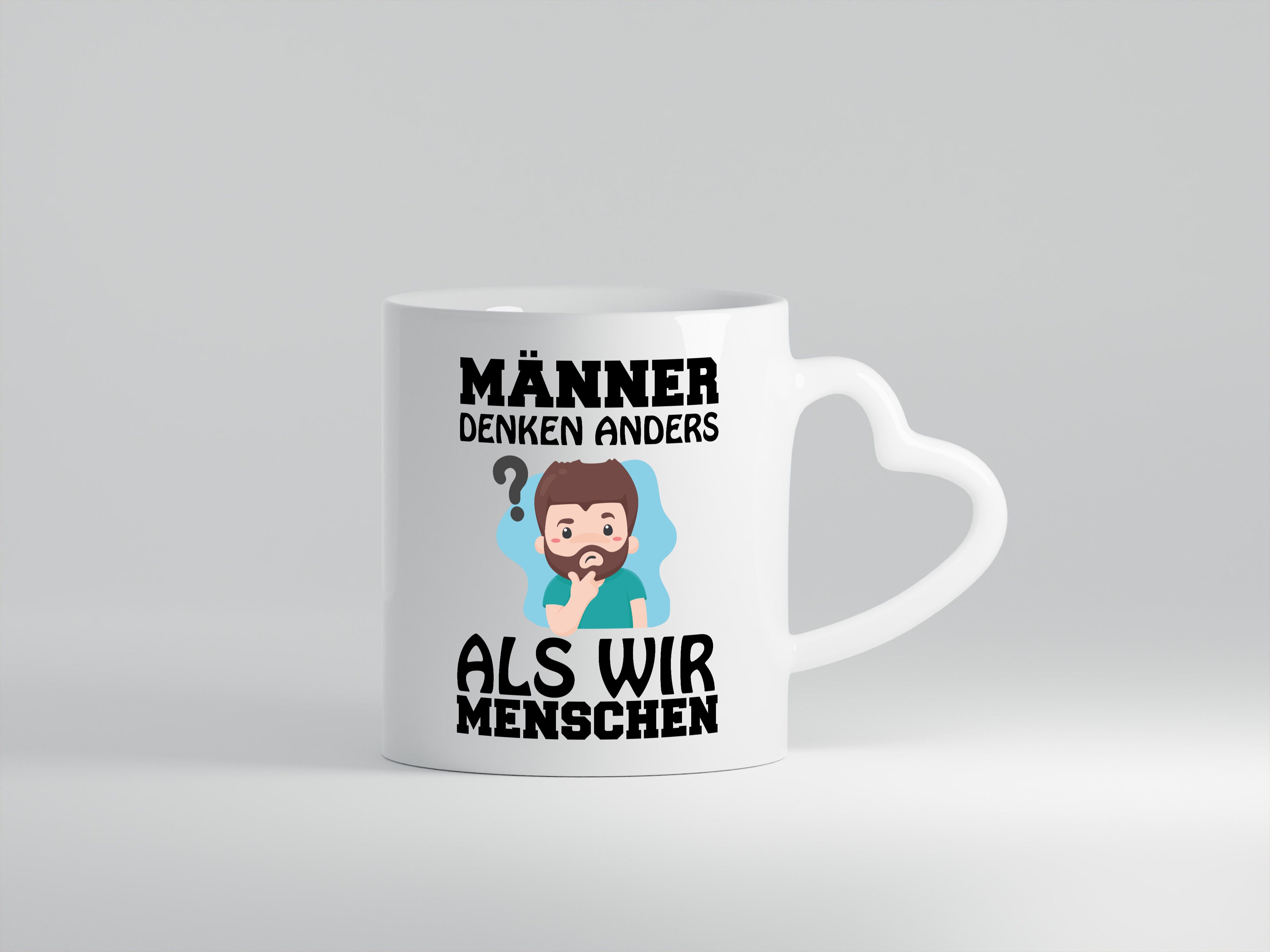 Männer denken anders - Herzhenkel Tasse - Kaffeetasse / Geschenk / Familie