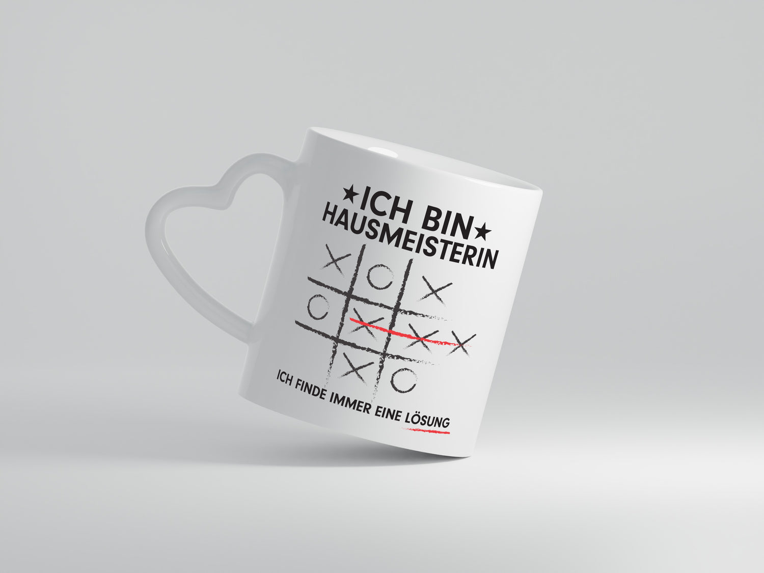 Löse Probleme: Hausmeisterin | Hauswart - Herzhenkel Tasse - Kaffeetasse / Geschenk / Familie