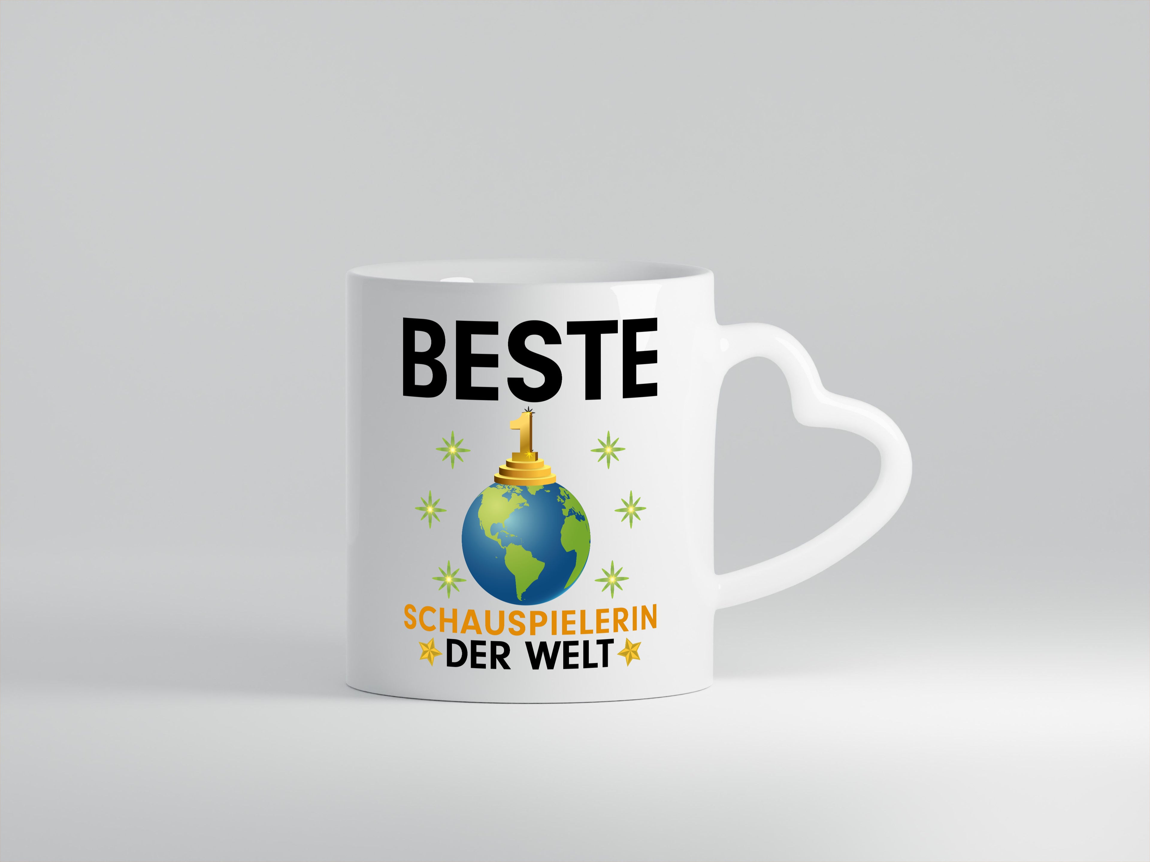 Welt Beste Schauspielerin | Theater - Herzhenkel Tasse - Kaffeetasse / Geschenk / Familie