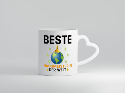 Welt Beste Hausmeisterin | Hauswart - Herzhenkel Tasse - Kaffeetasse / Geschenk / Familie