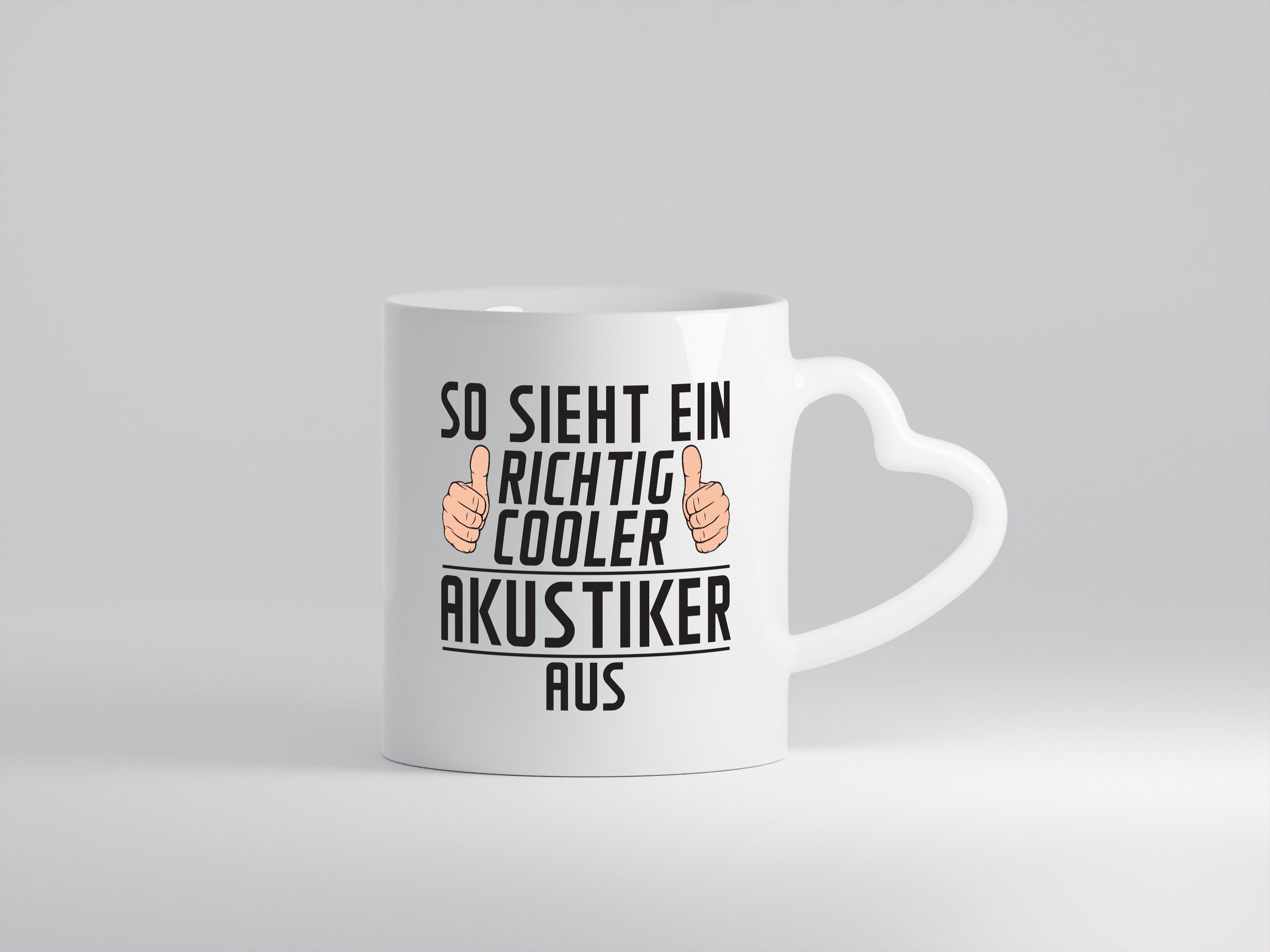 Richtig Cooler Akustiker | Akustik | Hörgeräteakustik - Herzhenkel Tasse - Kaffeetasse / Geschenk / Familie