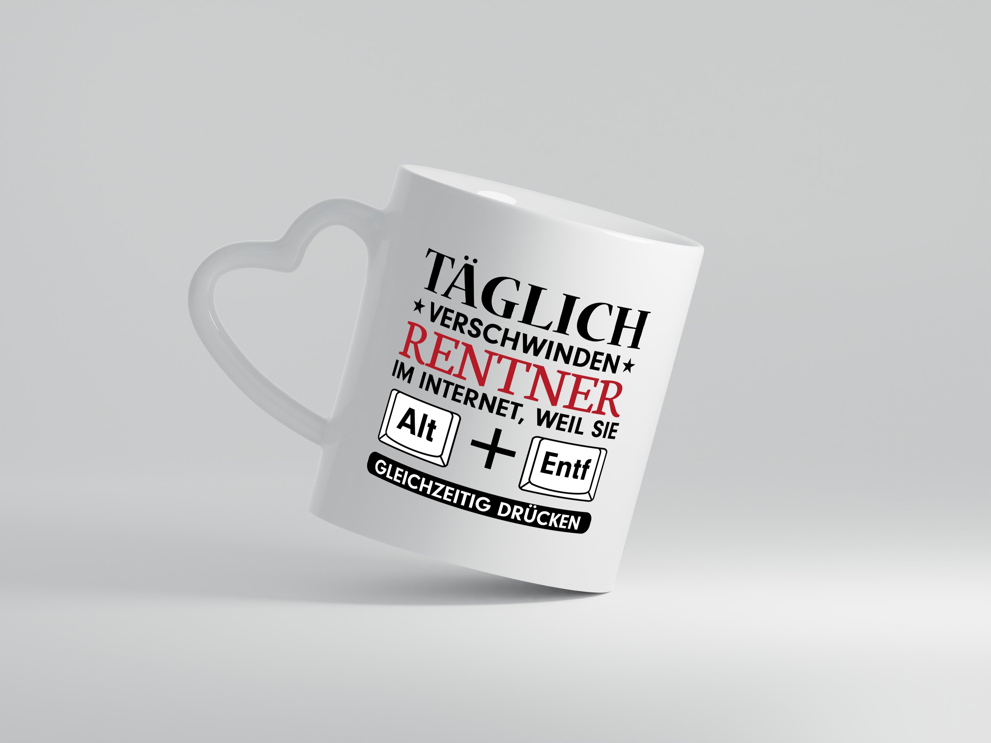 Rentner im Internet | Rente Tasse | Ruhestand | Humor - Herzhenkel Tasse - Kaffeetasse / Geschenk / Familie