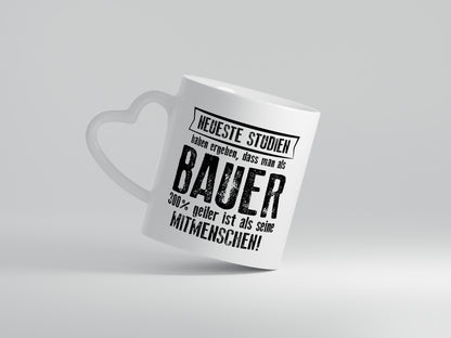 Neuste Studien: Bauer | Bauernhof | Landwirtschaft - Herzhenkel Tasse - Kaffeetasse / Geschenk / Familie