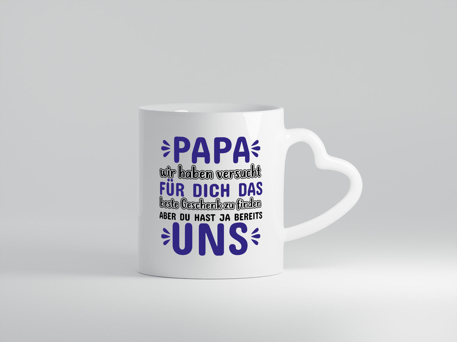 Papa Tasse | Spruch Vater | Kinder Humor | Vatertag - Herzhenkel Tasse - Kaffeetasse / Geschenk / Familie