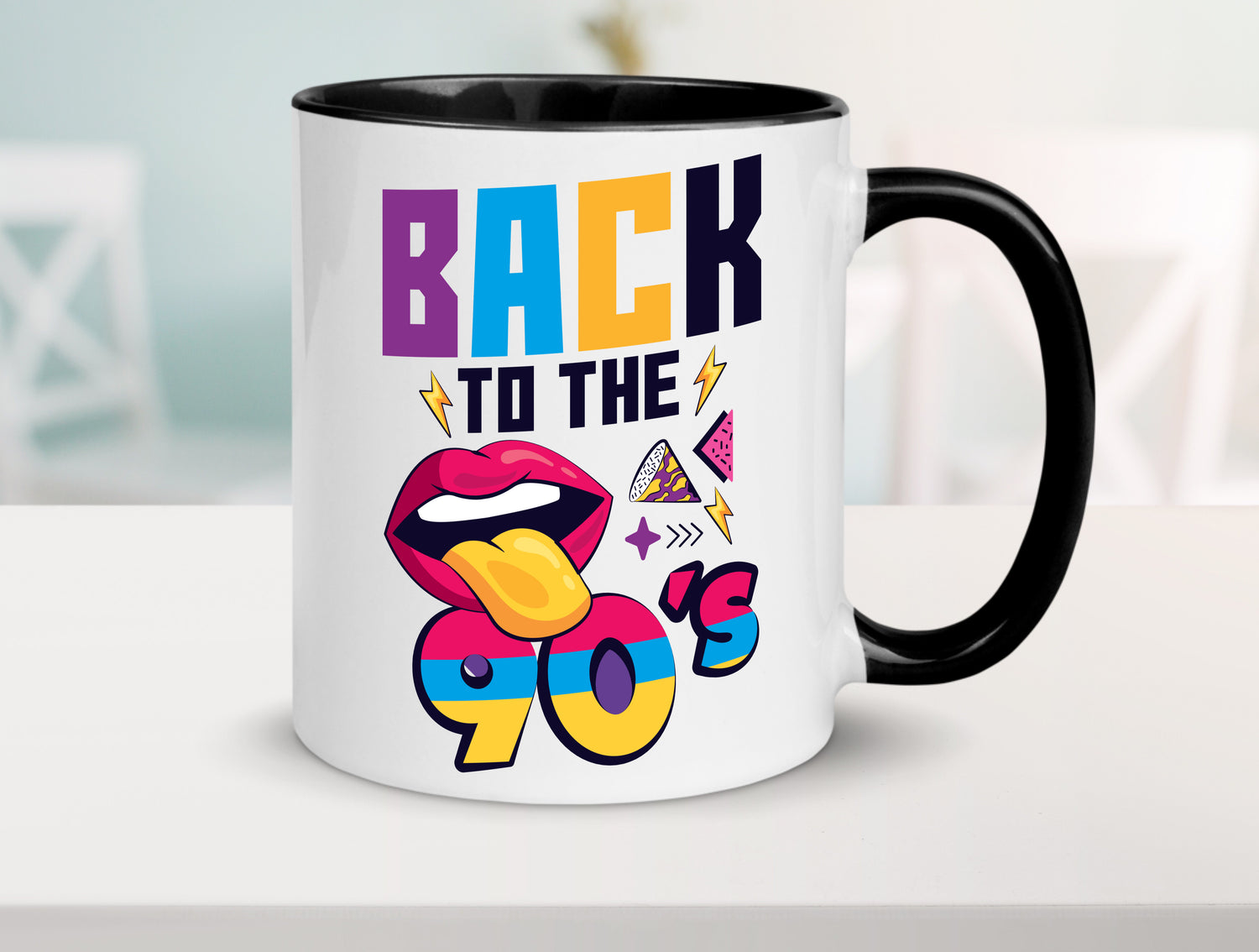 Back to the 90er | 90er Jahre | 90 Jahrgang Tasse Weiß - Schwarz - Kaffeetasse / Geschenk / Familie