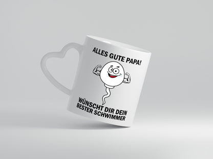 Alles Gute Papa | Vater Tasse | Männer Humor | Kinder - Herzhenkel Tasse - Kaffeetasse / Geschenk / Familie