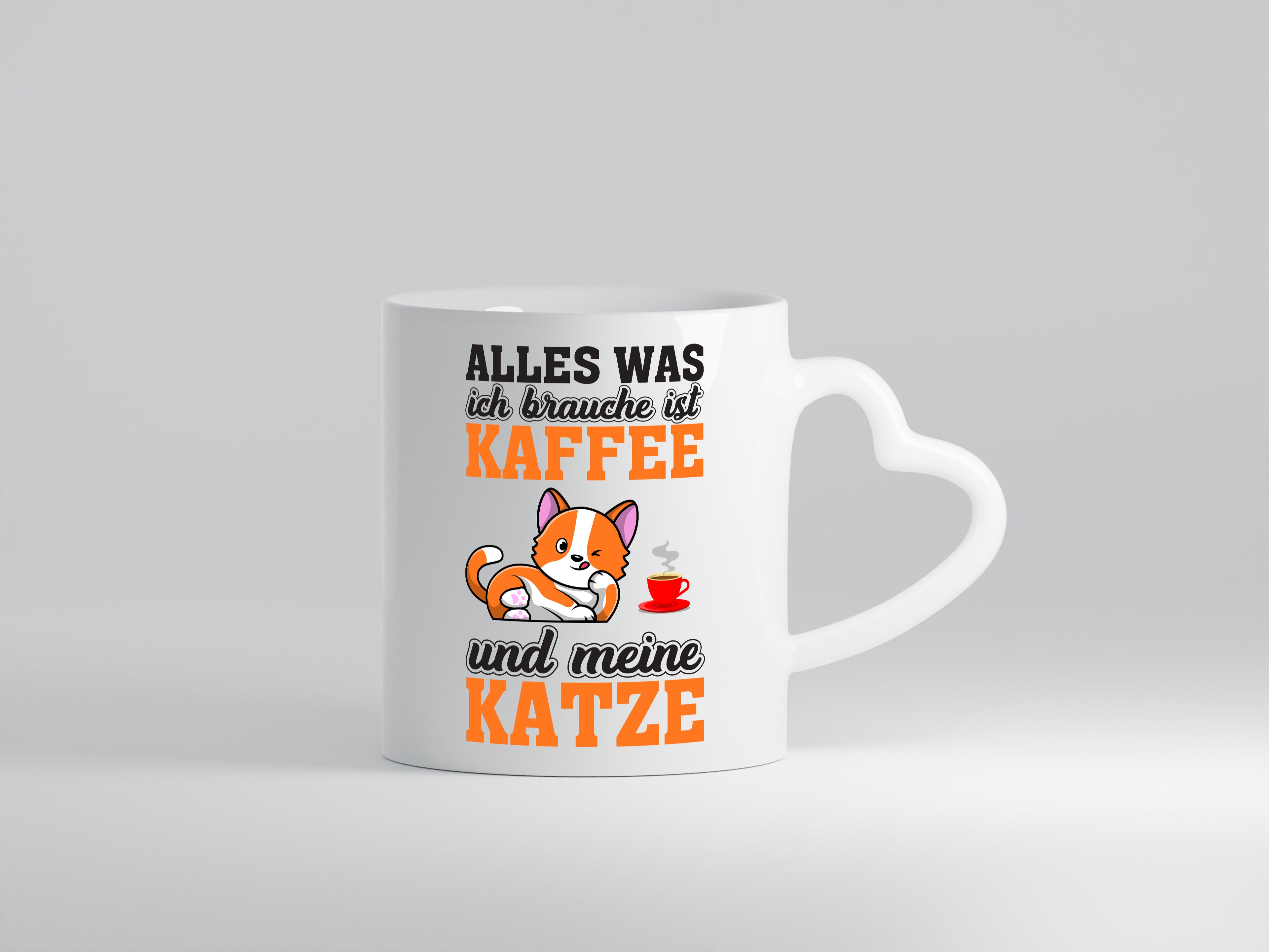 Kaffee und meine Katze | Katzenbesitzer Tasse | Humor - Herzhenkel Tasse - Kaffeetasse / Geschenk / Familie