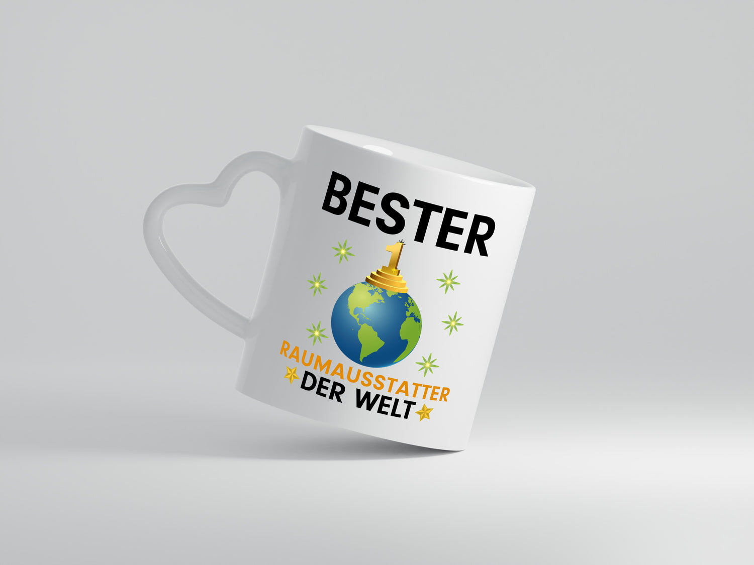 Welt Bester Raumausstatter | Wohn Ausstatter - Herzhenkel Tasse - Kaffeetasse / Geschenk / Familie