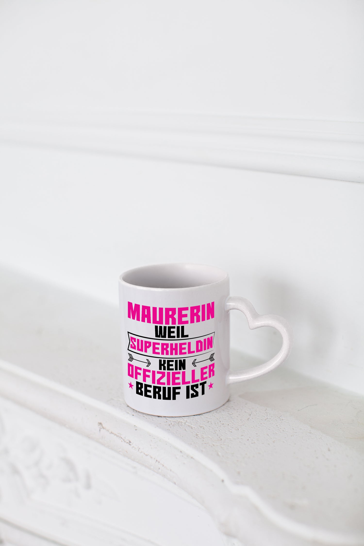 Superheldin Maurerin - Herzhenkel Tasse - Kaffeetasse / Geschenk / Familie