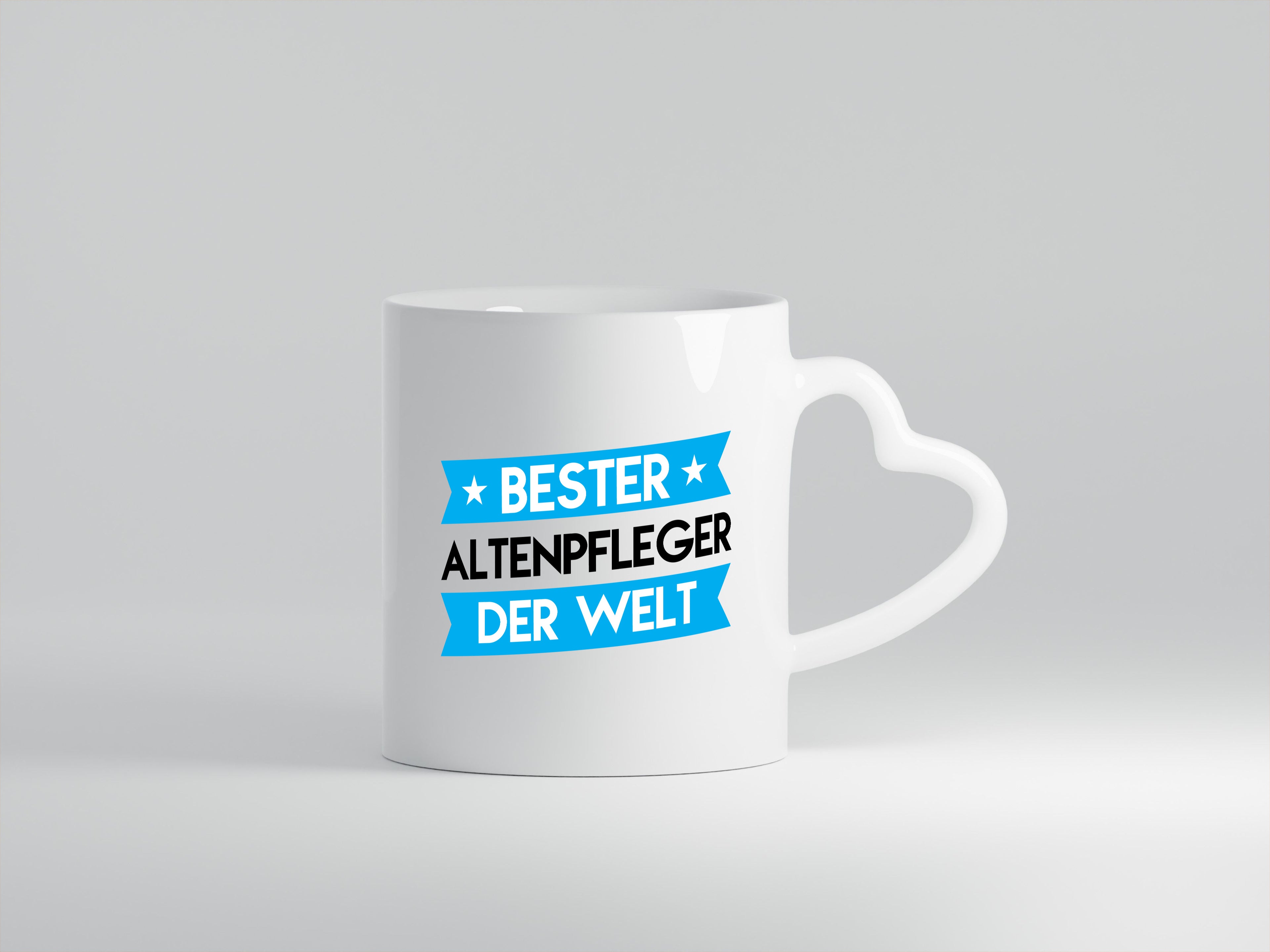 Bester Altenpfleger | Pflegepersonal | Altenheim - Herzhenkel Tasse - Kaffeetasse / Geschenk / Familie