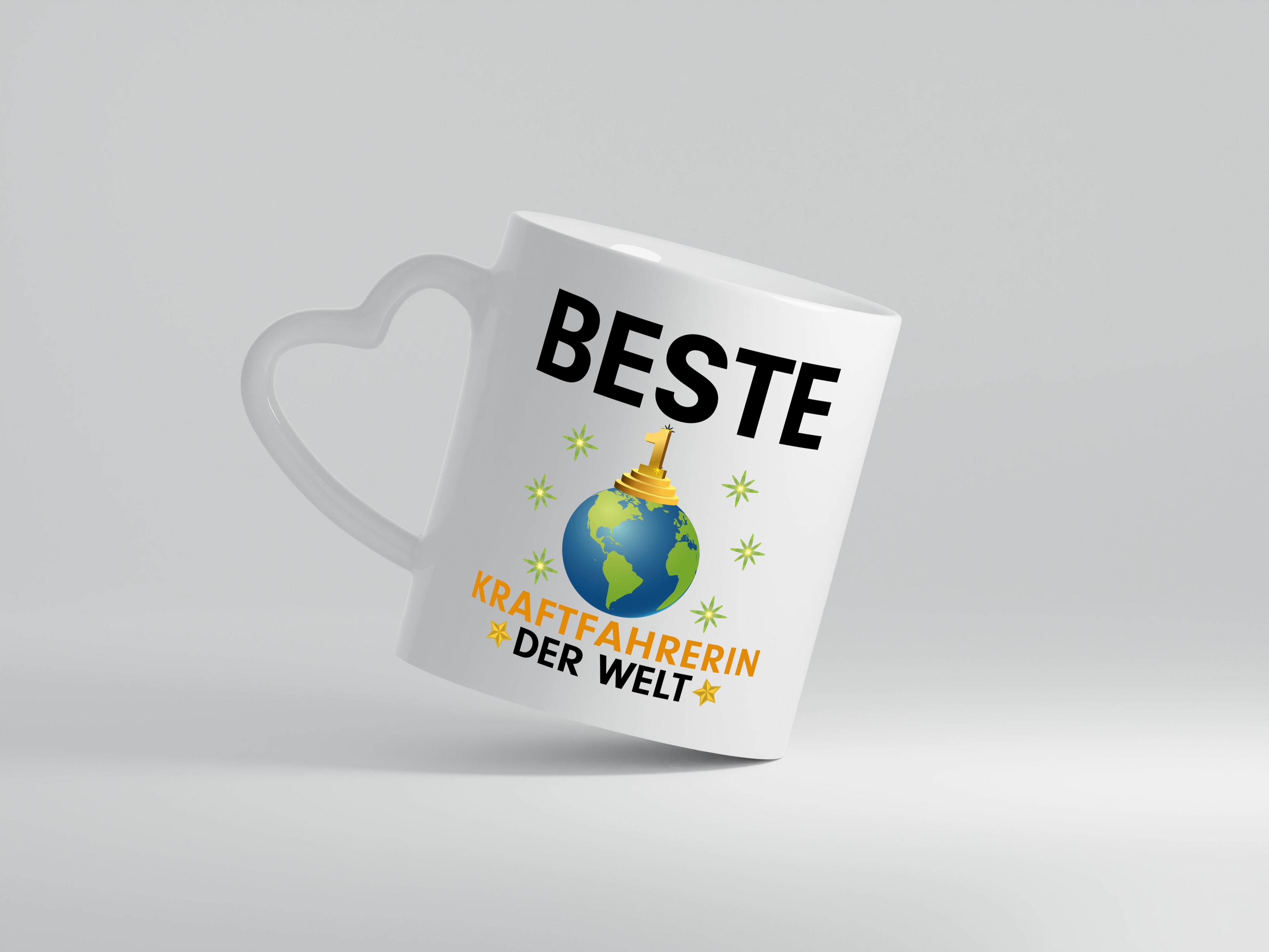 Welt Beste Kraftfahrerin | Lastwagen | LKW Fahrerin - Herzhenkel Tasse - Kaffeetasse / Geschenk / Familie