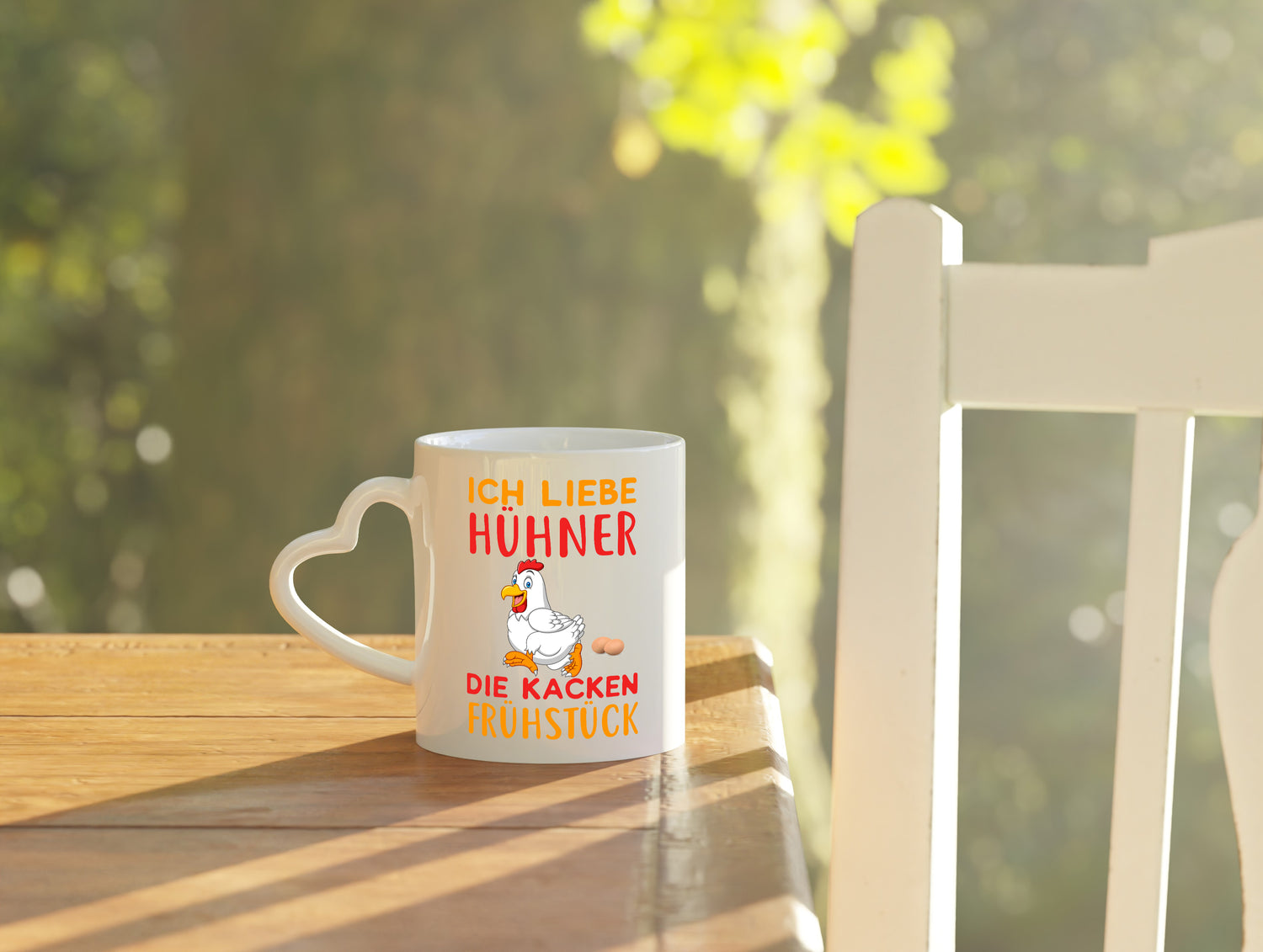 Ich liebe Hühner | Spruch Tasse | Bauernhof | Humor - Herzhenkel Tasse - Kaffeetasse / Geschenk / Familie