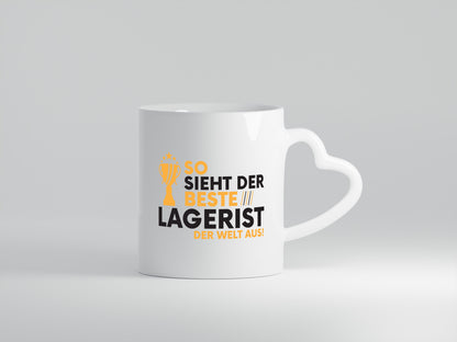 Der Weltbeste Lagerist | Lageristen | Lager Arbeiter - Herzhenkel Tasse - Kaffeetasse / Geschenk / Familie