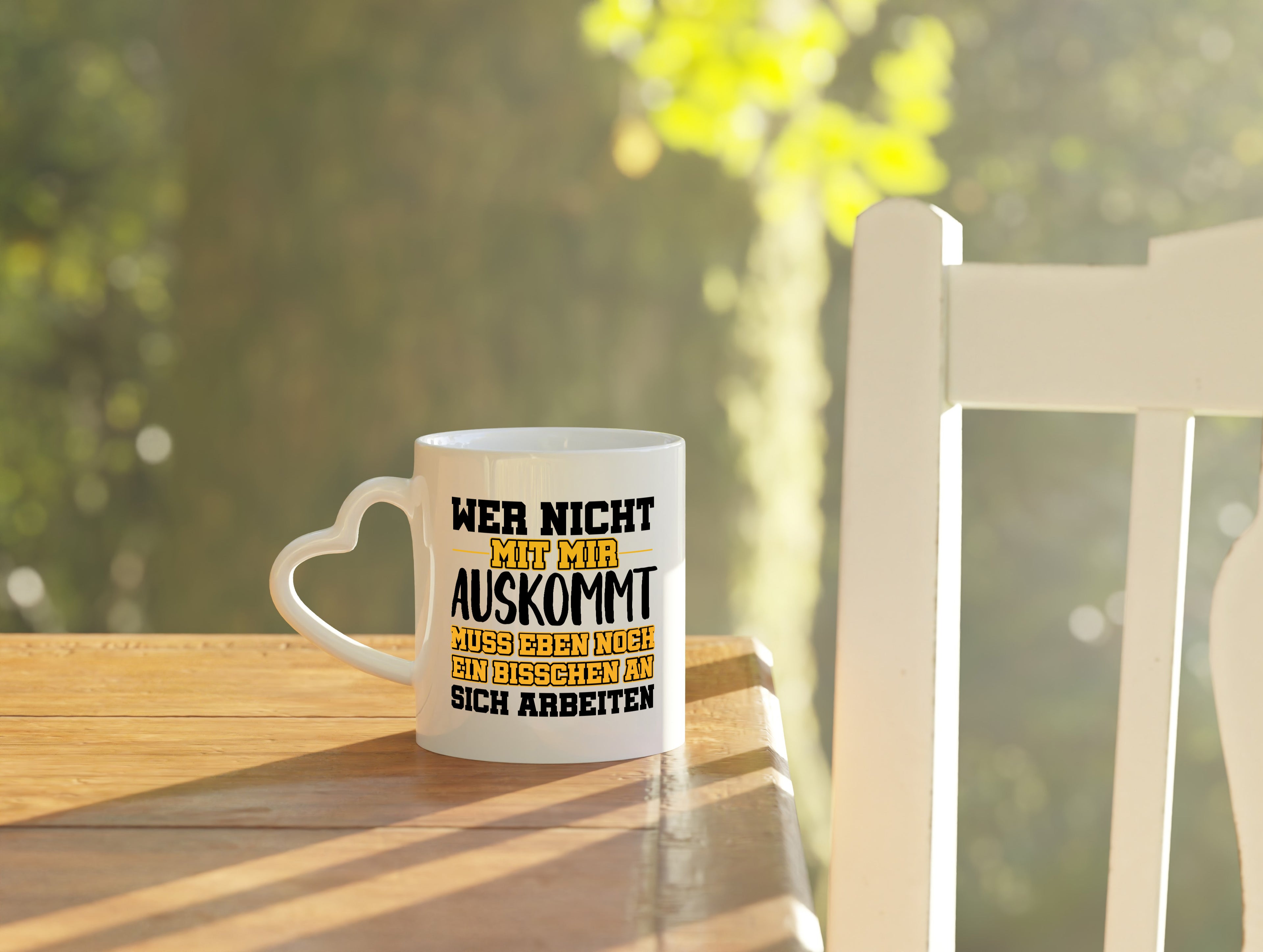 An sich Arbeiten - Herzhenkel Tasse - Kaffeetasse / Geschenk / Familie