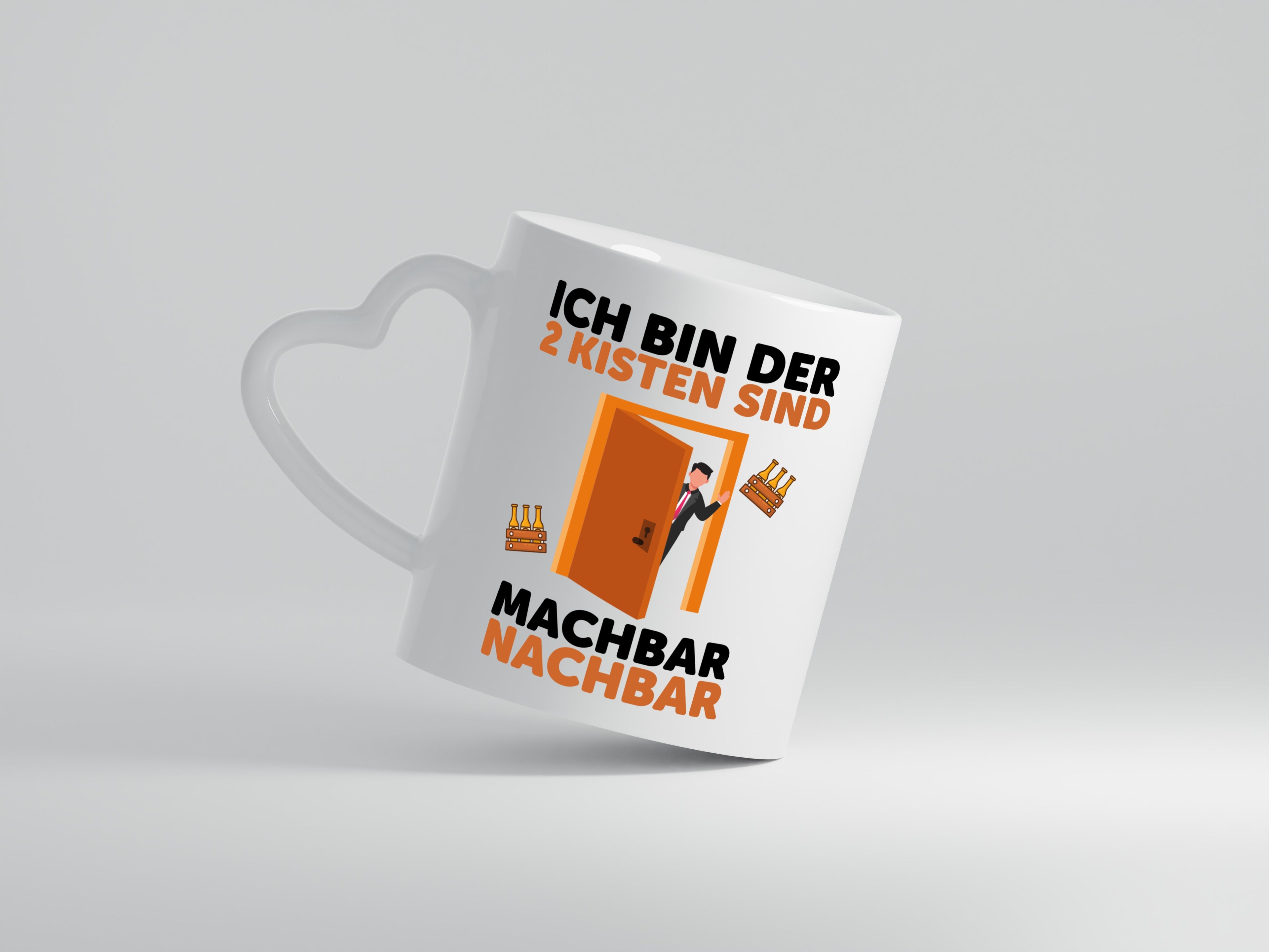 2 Kisten Bier | witziger Spruch | Nachbar | Einweihung - Herzhenkel Tasse - Kaffeetasse / Geschenk / Familie