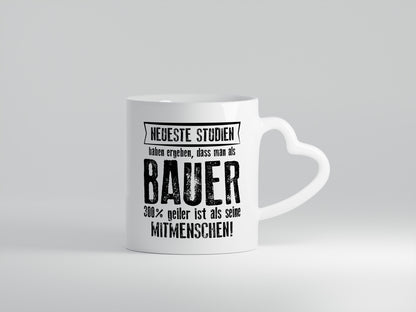 Neuste Studien: Bauer | Bauernhof | Landwirtschaft - Herzhenkel Tasse - Kaffeetasse / Geschenk / Familie