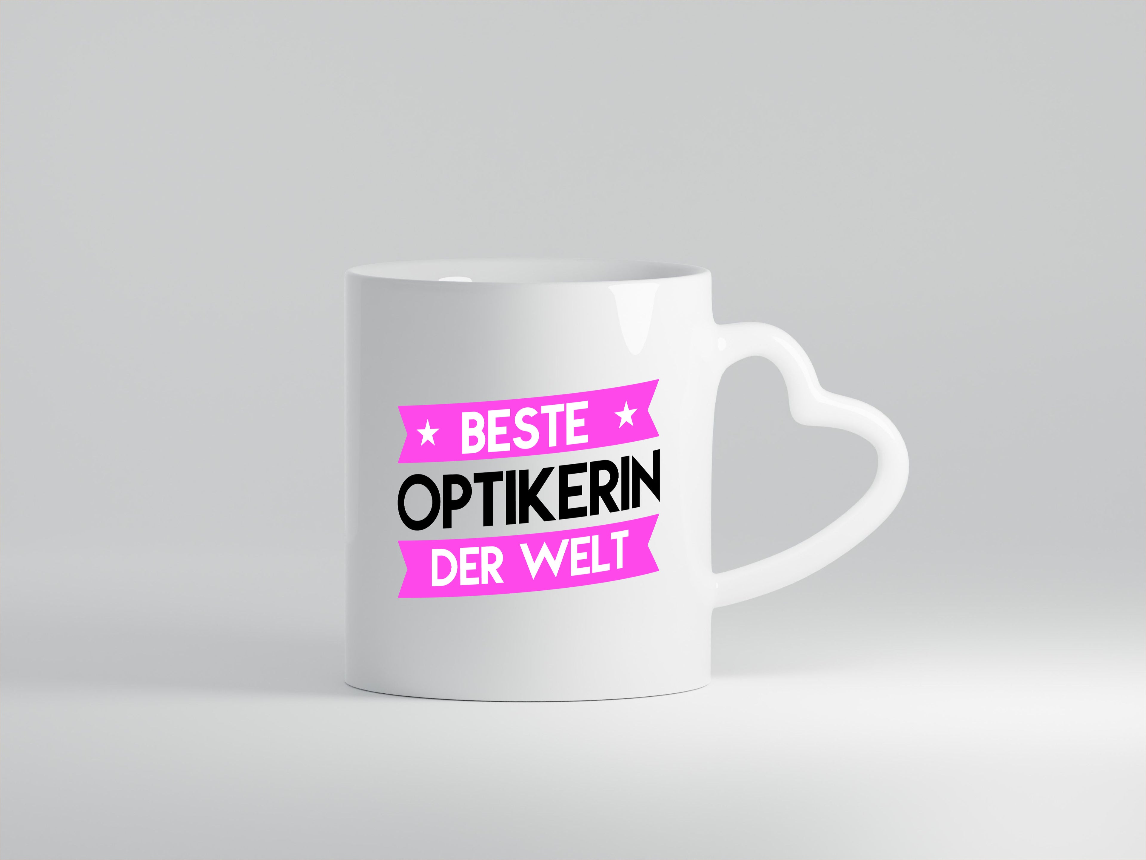 Beste Optikerin | Augenoptik - Herzhenkel Tasse - Kaffeetasse / Geschenk / Familie