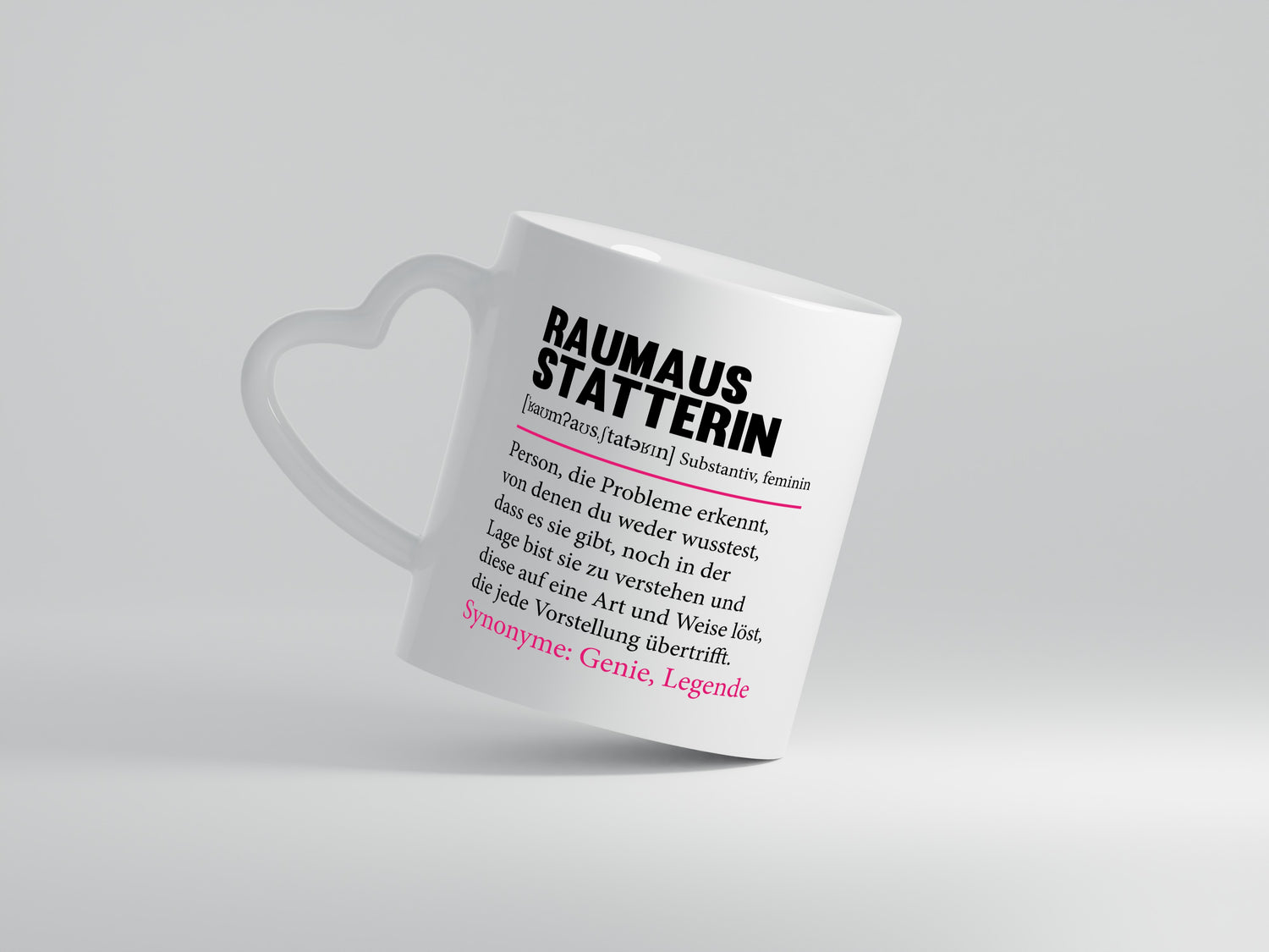 Raumausstatterin | Wohn Ausstatterin | Beruf | Humor - Herzhenkel Tasse - Kaffeetasse / Geschenk / Familie