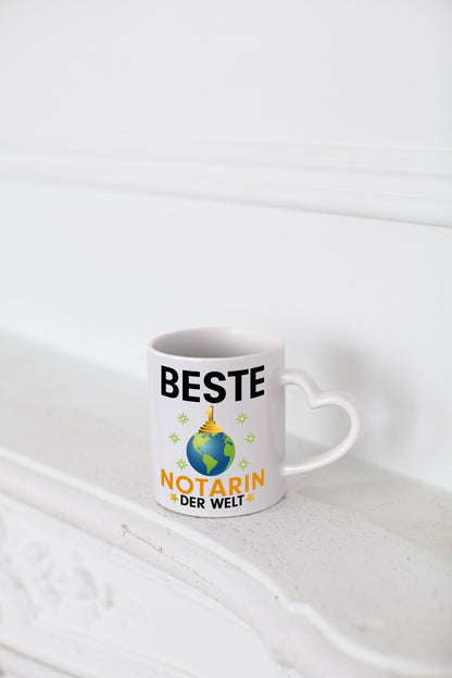 Welt Beste Notarin | Juristin - Herzhenkel Tasse - Kaffeetasse / Geschenk / Familie