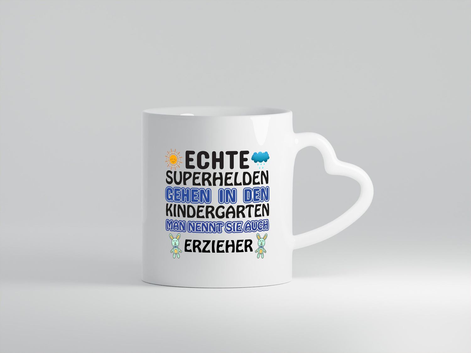 Superheld Erzieher | Tasse Kindergärtner | Kindergarten - Herzhenkel Tasse - Kaffeetasse / Geschenk / Familie