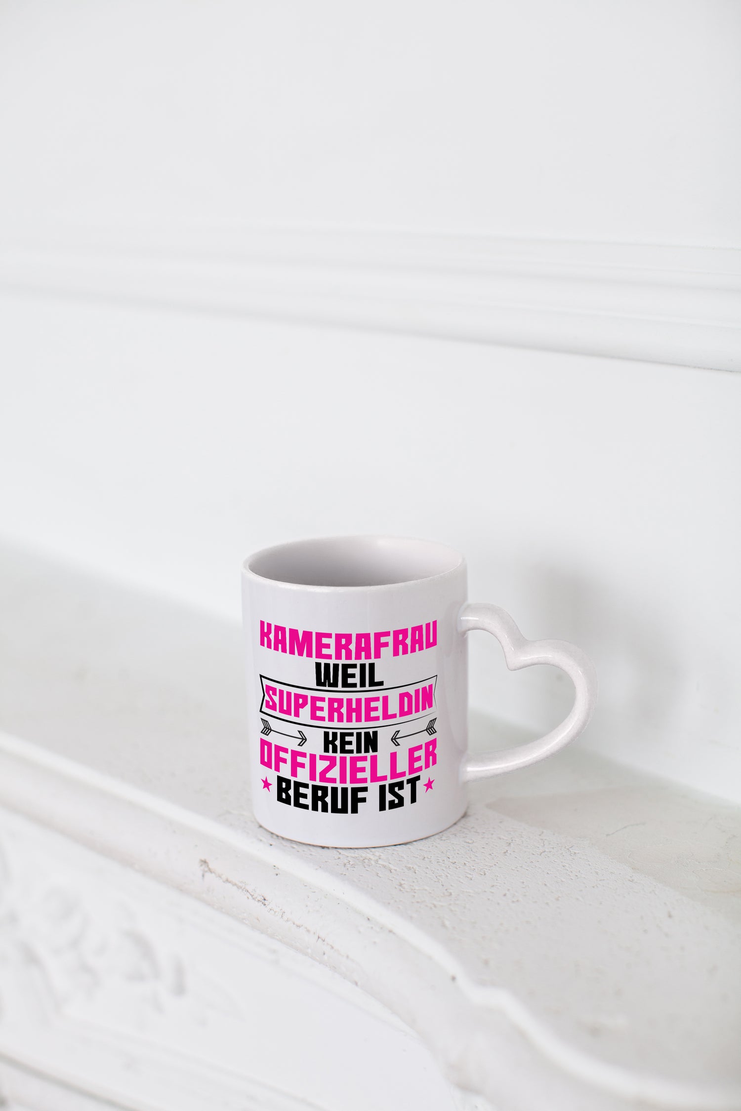 Superheldin Kamerafrau | Kamera - Herzhenkel Tasse - Kaffeetasse / Geschenk / Familie