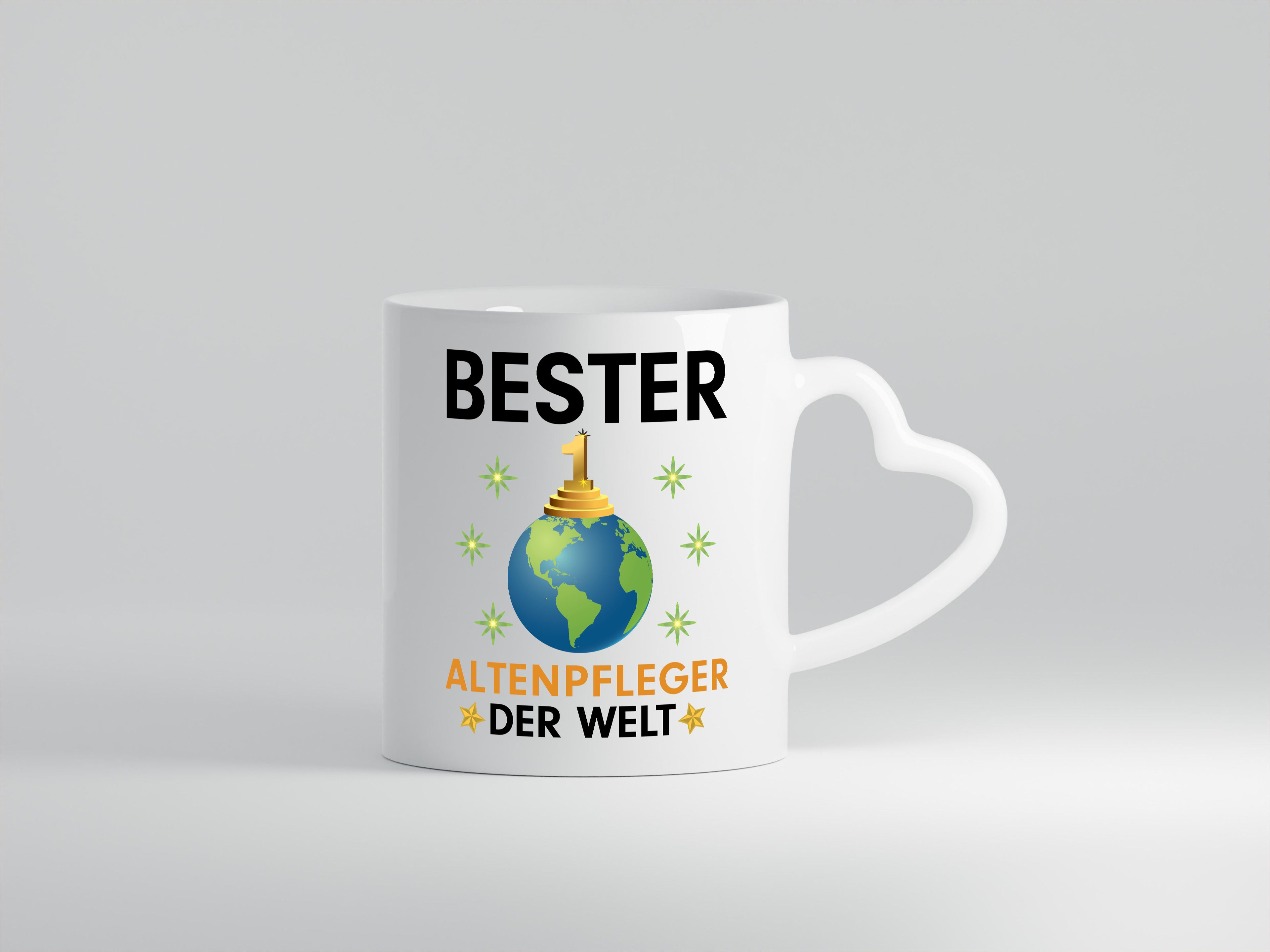 Welt Bester Altenpfleger | Pflegepersonal | Altenheim - Herzhenkel Tasse - Kaffeetasse / Geschenk / Familie