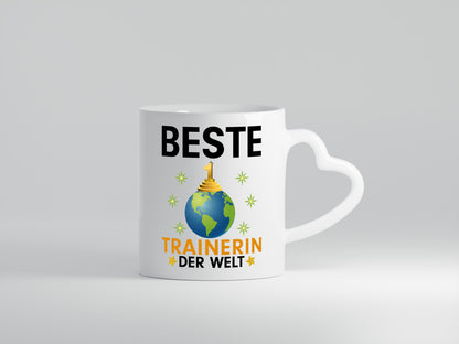 Welt Beste Trainerin | Sportverein | Humor - Herzhenkel Tasse - Kaffeetasse / Geschenk / Familie