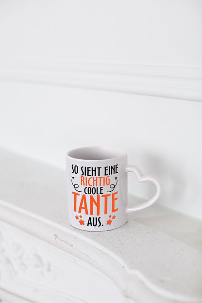 Coole Tante - Herzhenkel Tasse - Kaffeetasse / Geschenk / Familie