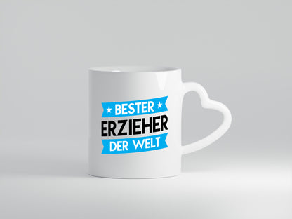 Bester Erzieher | Pädagoge | Schule - Herzhenkel Tasse - Kaffeetasse / Geschenk / Familie