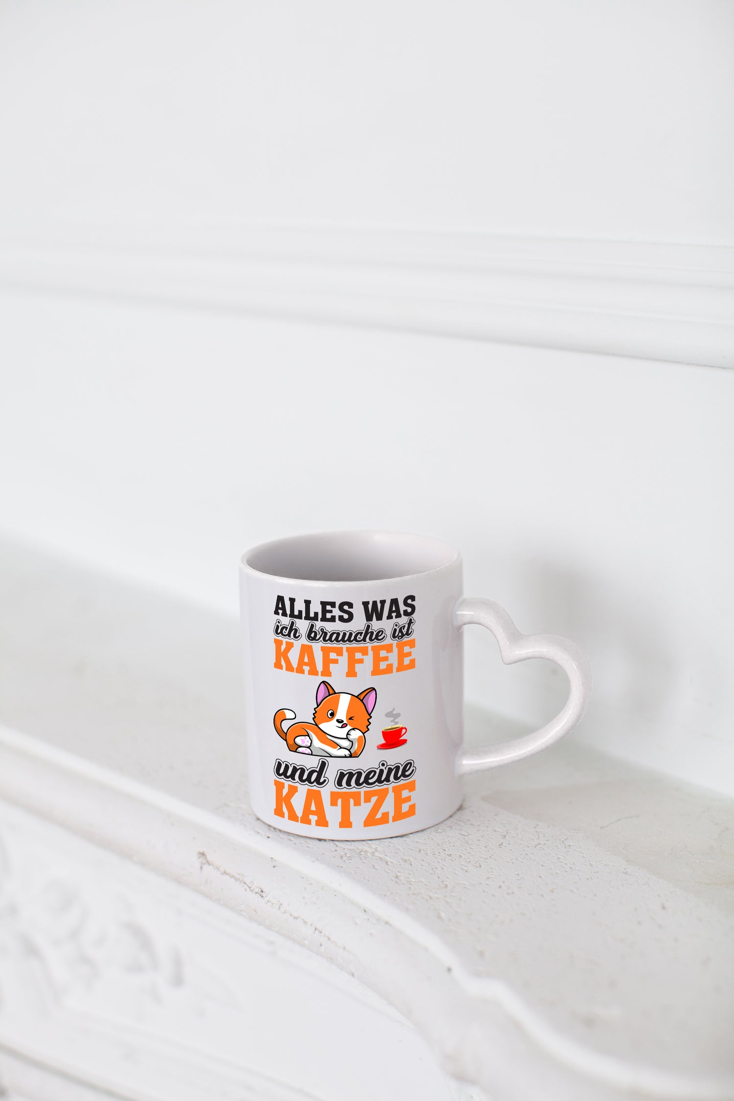 Kaffee und meine Katze | Katzenbesitzer Tasse | Humor - Herzhenkel Tasse - Kaffeetasse / Geschenk / Familie