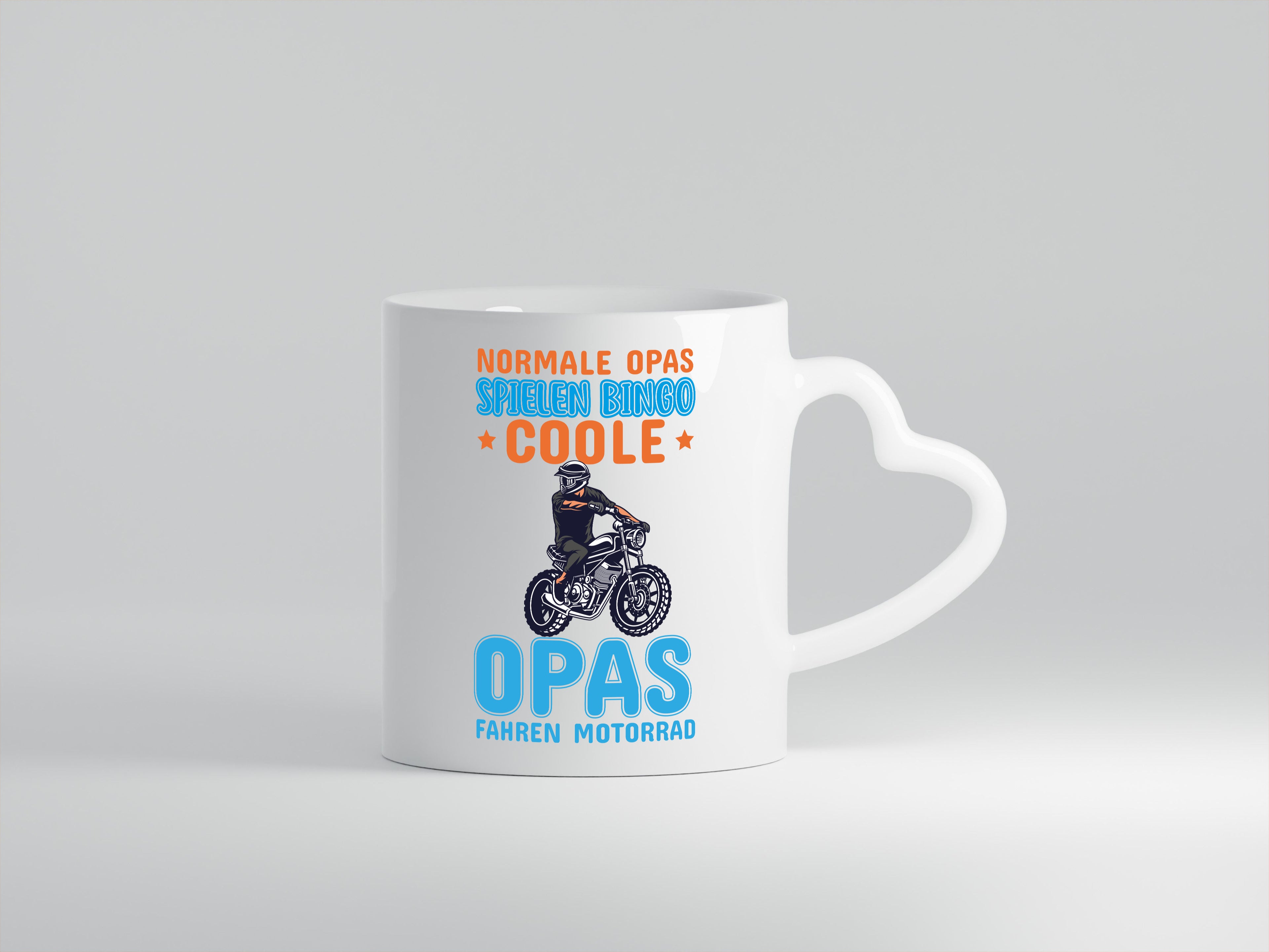 Coole Opas fahren Motorrad | Spruch Tasse | Großvater - Herzhenkel Tasse - Kaffeetasse / Geschenk / Familie