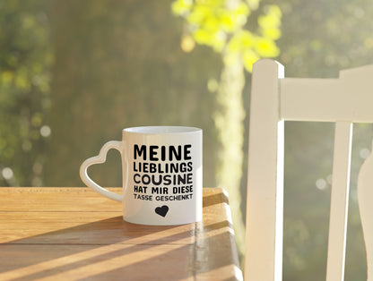 Lieblingscousine | Cousine Tasse | Cousinen Humor - Herzhenkel Tasse - Kaffeetasse / Geschenk / Familie