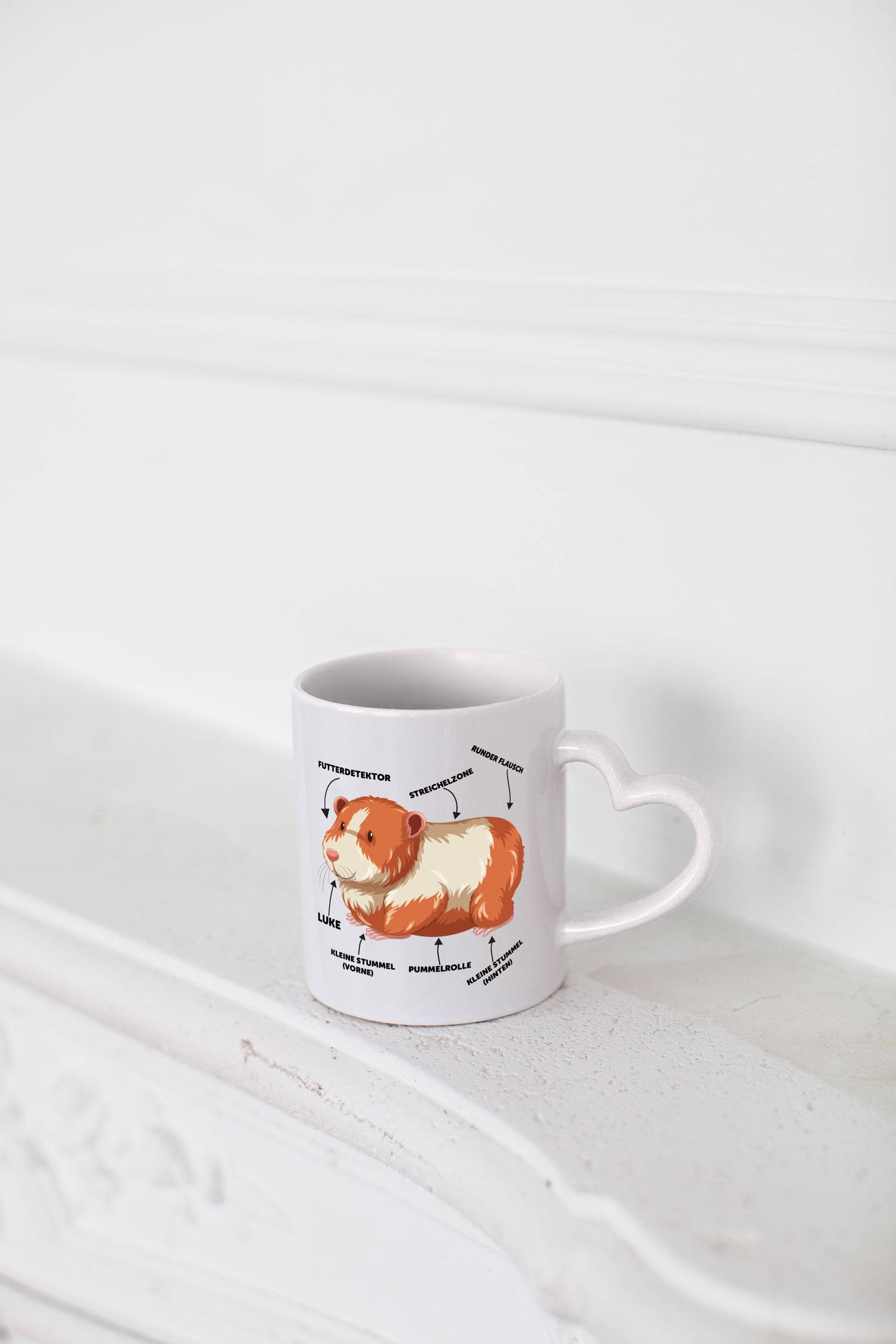 Meerschwein - Herzhenkel Tasse - Kaffeetasse / Geschenk / Familie