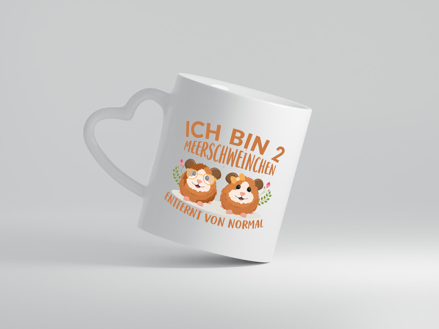 Zwei Meerschweinchen | Tierfreund Tasse | Tier Liebe - Herzhenkel Tasse - Kaffeetasse / Geschenk / Familie