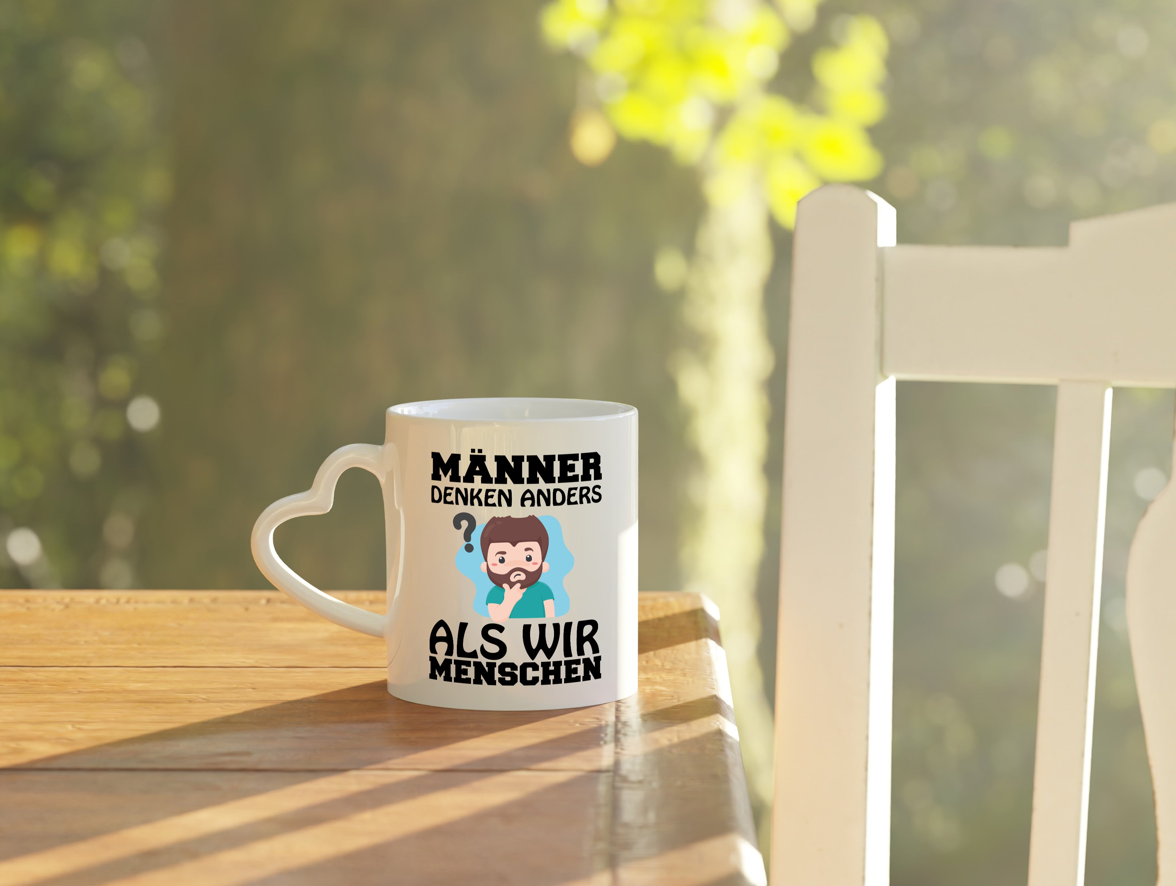 Männer denken anders - Herzhenkel Tasse - Kaffeetasse / Geschenk / Familie