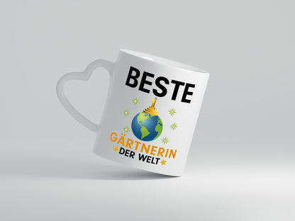 Welt Beste Gärtnerin | Gartenbau - Herzhenkel Tasse - Kaffeetasse / Geschenk / Familie